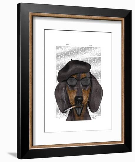 Hipster Dachshund Black and Tan-Fab Funky-Framed Art Print