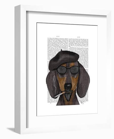 Hipster Dachshund Black and Tan-Fab Funky-Framed Art Print