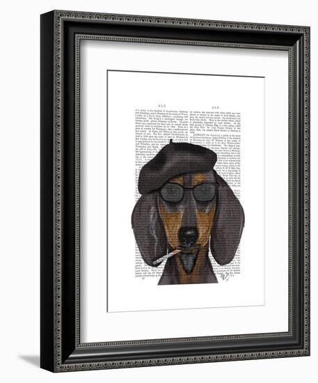 Hipster Dachshund Black and Tan-Fab Funky-Framed Art Print