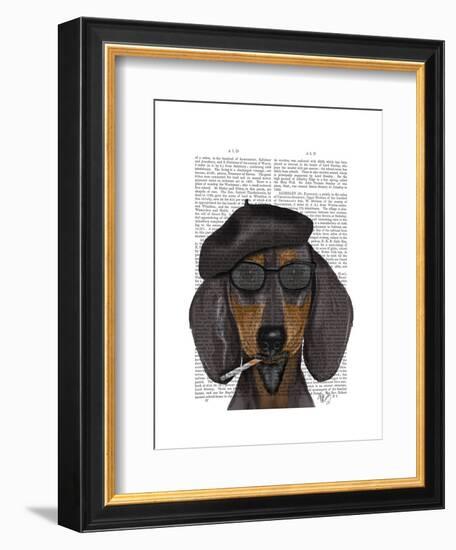 Hipster Dachshund Black and Tan-Fab Funky-Framed Art Print