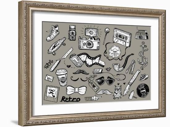 Hipster Doodles-pakowacz-Framed Art Print