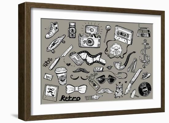 Hipster Doodles-pakowacz-Framed Art Print