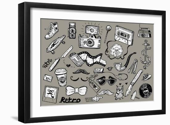 Hipster Doodles-pakowacz-Framed Art Print