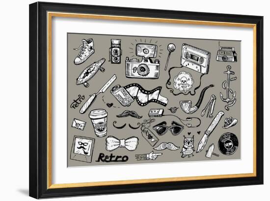 Hipster Doodles-pakowacz-Framed Art Print