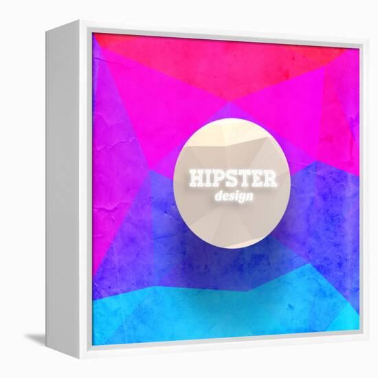 Hipster Mosaic Background, Hipster Theme Paper Triangles Label-Ozerina Anna-Framed Stretched Canvas