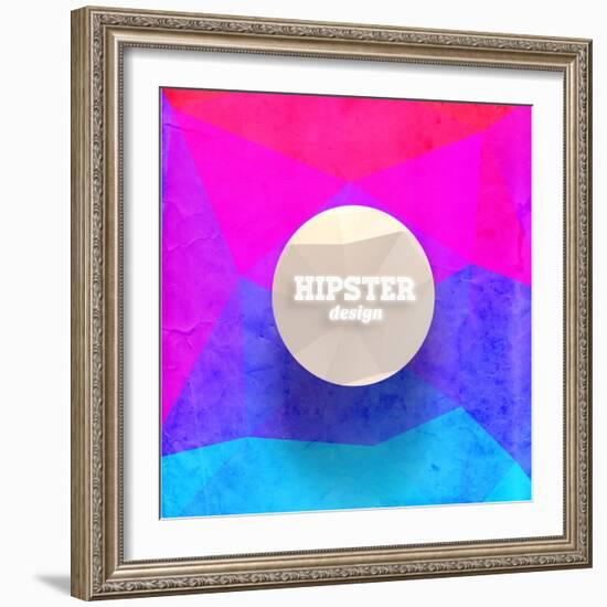 Hipster Mosaic Background, Hipster Theme Paper Triangles Label-Ozerina Anna-Framed Art Print