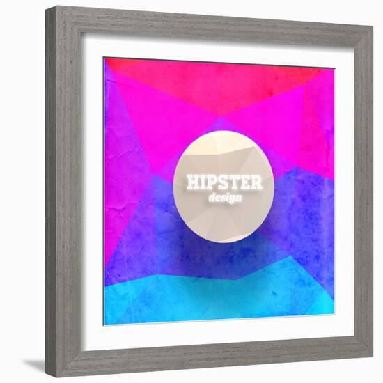 Hipster Mosaic Background, Hipster Theme Paper Triangles Label-Ozerina Anna-Framed Art Print