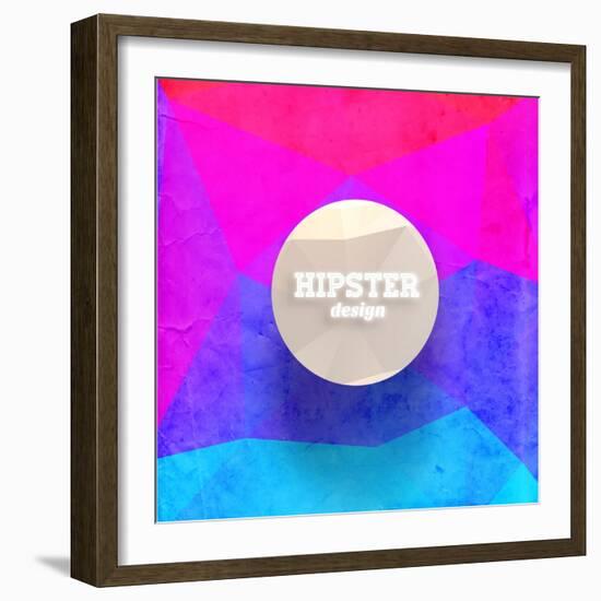 Hipster Mosaic Background, Hipster Theme Paper Triangles Label-Ozerina Anna-Framed Art Print