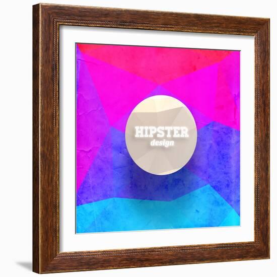 Hipster Mosaic Background, Hipster Theme Paper Triangles Label-Ozerina Anna-Framed Art Print