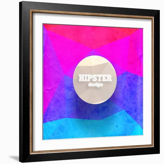 Hipster Mosaic Background, Hipster Theme Paper Triangles Label-Ozerina Anna-Framed Art Print