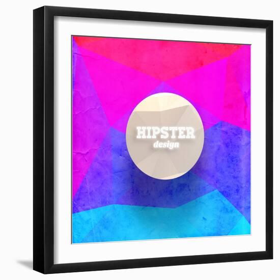 Hipster Mosaic Background, Hipster Theme Paper Triangles Label-Ozerina Anna-Framed Art Print