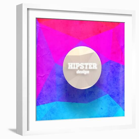 Hipster Mosaic Background, Hipster Theme Paper Triangles Label-Ozerina Anna-Framed Art Print