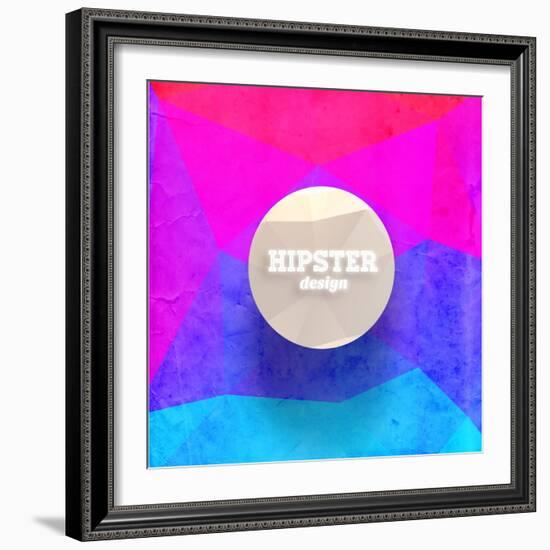 Hipster Mosaic Background, Hipster Theme Paper Triangles Label-Ozerina Anna-Framed Art Print