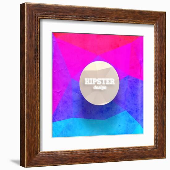 Hipster Mosaic Background, Hipster Theme Paper Triangles Label-Ozerina Anna-Framed Art Print