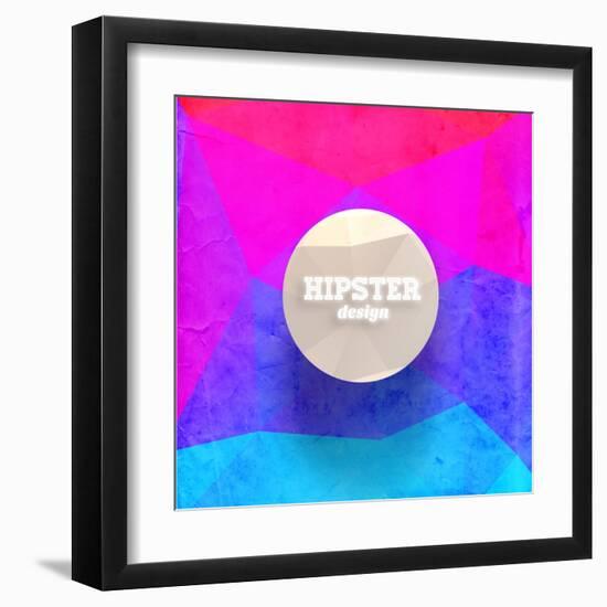 Hipster Mosaic Background, Hipster Theme Paper Triangles Label-Ozerina Anna-Framed Art Print