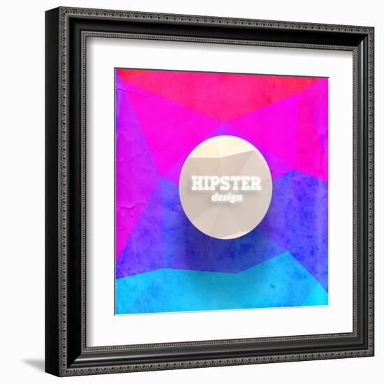 Hipster Mosaic Background, Hipster Theme Paper Triangles Label-Ozerina Anna-Framed Art Print