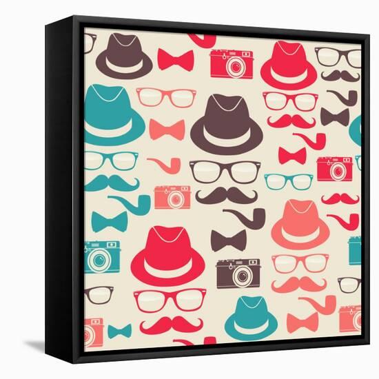 Hipster Pattern-cienpies-Framed Stretched Canvas