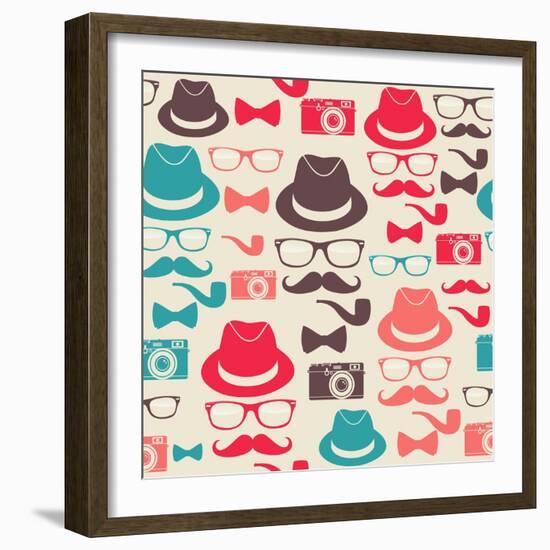 Hipster Pattern-cienpies-Framed Art Print