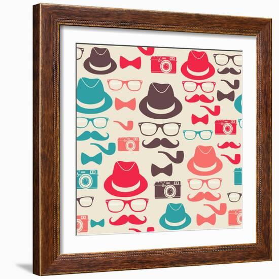 Hipster Pattern-cienpies-Framed Art Print