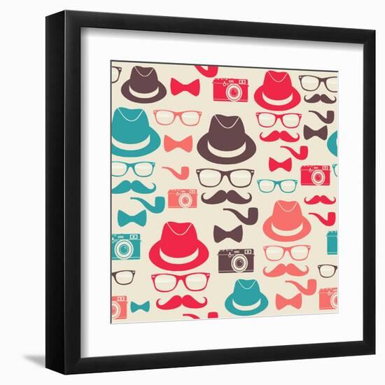 Hipster Pattern-cienpies-Framed Art Print