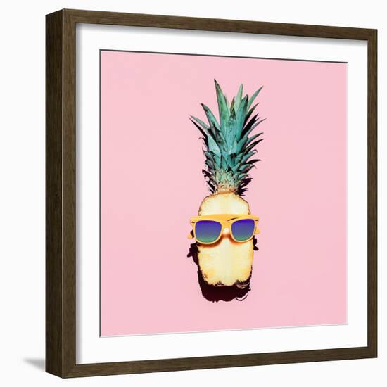 Hipster Pineapple Fashion Accessories and Fruits. Vanilla Style.-Evgeniya Porechenskaya-Framed Photographic Print