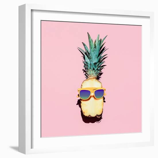 Hipster Pineapple Fashion Accessories and Fruits. Vanilla Style.-Evgeniya Porechenskaya-Framed Photographic Print