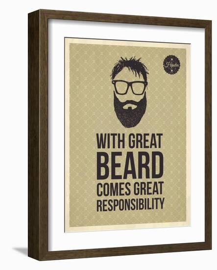 Hipster Quotes: with Greate Beard Comes Great Responsibility-ONiONAstudio-Framed Art Print