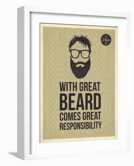 Hipster Quotes: with Greate Beard Comes Great Responsibility-ONiONAstudio-Framed Art Print