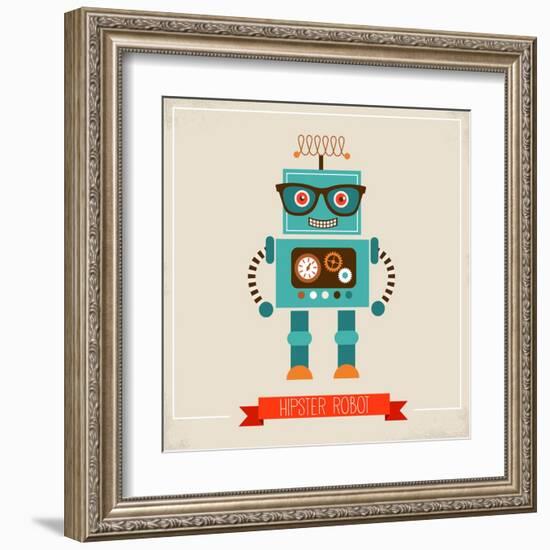 Hipster Robot Toy Icon And Illustration-Marish-Framed Art Print