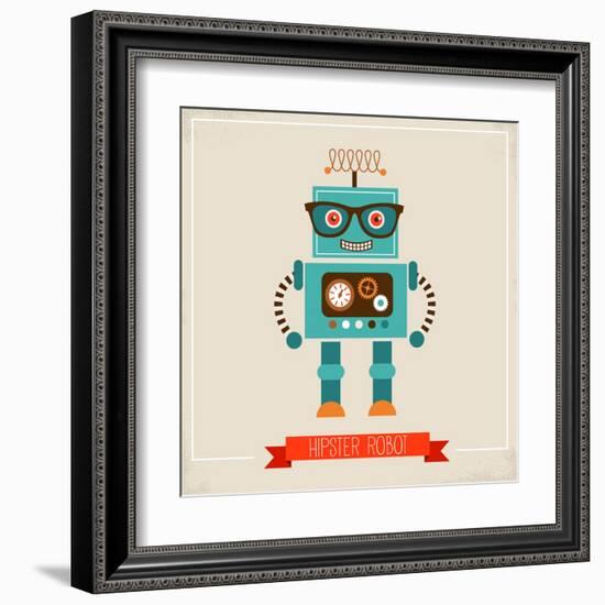 Hipster Robot Toy Icon And Illustration-Marish-Framed Art Print