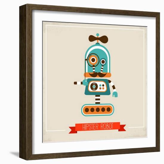 Hipster Robot Toy Icon And Illustration-Marish-Framed Art Print