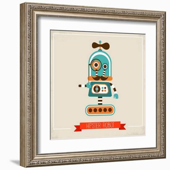 Hipster Robot Toy Icon And Illustration-Marish-Framed Art Print