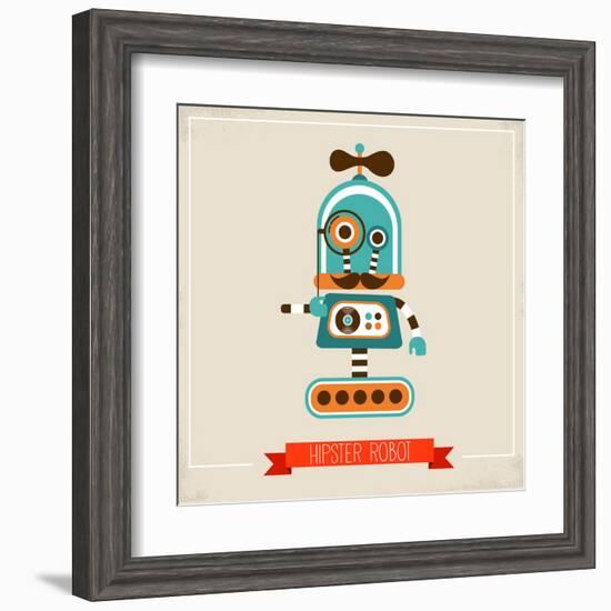 Hipster Robot Toy Icon And Illustration-Marish-Framed Art Print