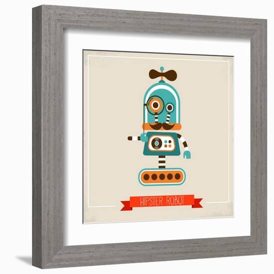 Hipster Robot Toy Icon And Illustration-Marish-Framed Art Print