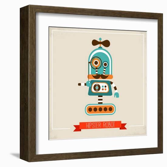 Hipster Robot Toy Icon And Illustration-Marish-Framed Art Print