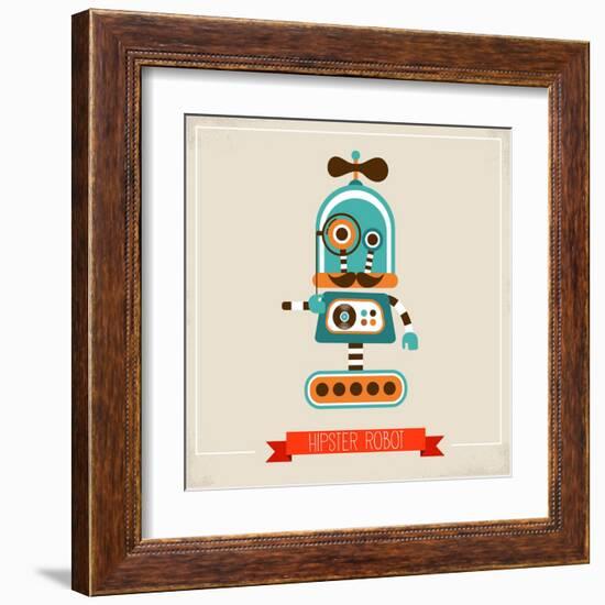 Hipster Robot Toy Icon And Illustration-Marish-Framed Art Print