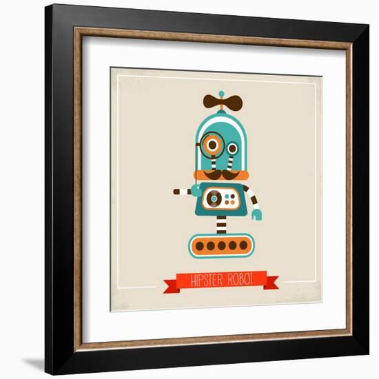 Hipster Robot Toy Icon And Illustration-Marish-Framed Art Print