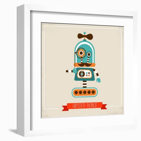 Hipster Robot Toy Icon And Illustration-Marish-Framed Art Print