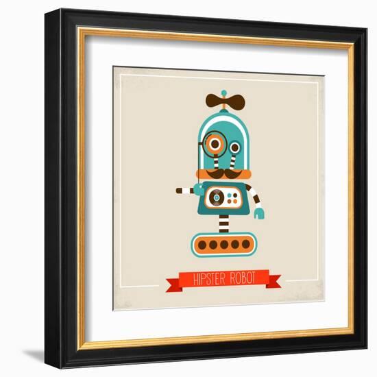 Hipster Robot Toy Icon And Illustration-Marish-Framed Art Print