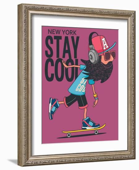 Hipster, Skater Vector Design-braingraph-Framed Art Print