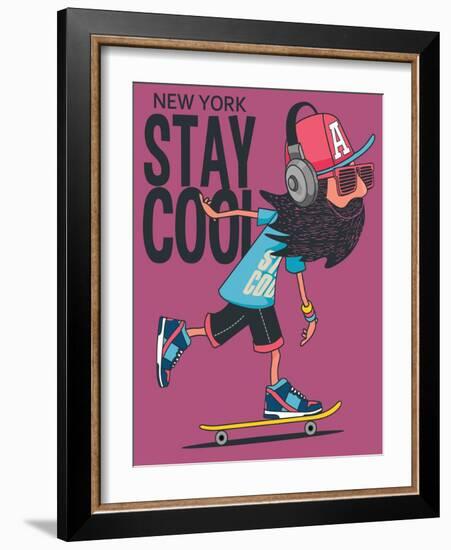 Hipster, Skater Vector Design-braingraph-Framed Art Print