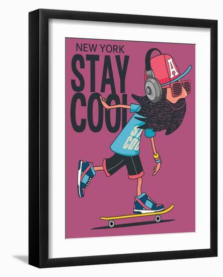 Hipster, Skater Vector Design-braingraph-Framed Art Print