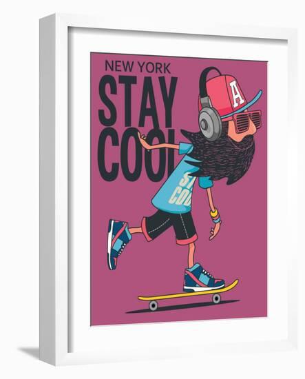 Hipster, Skater Vector Design-braingraph-Framed Art Print