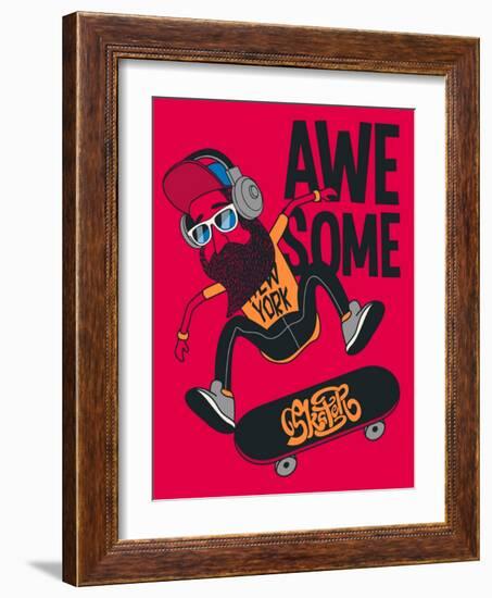 Hipster, Skater Vector Design-braingraph-Framed Art Print