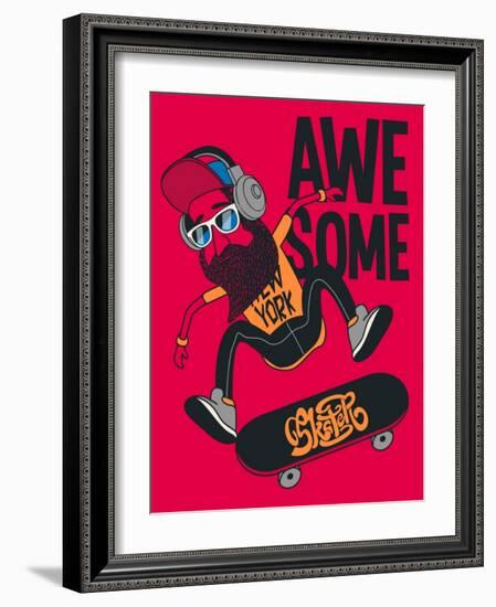 Hipster, Skater Vector Design-braingraph-Framed Art Print