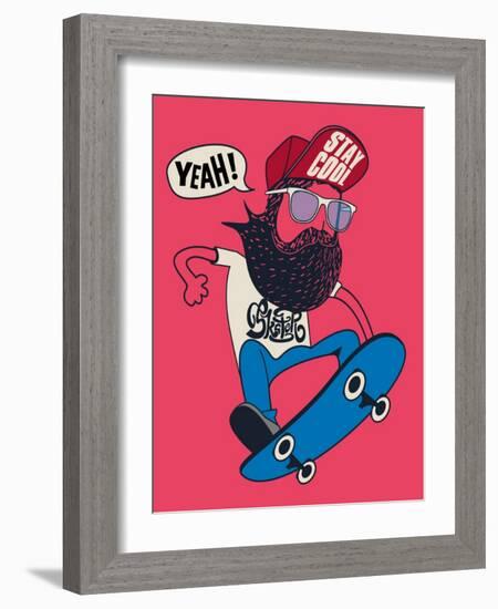 Hipster, Skater Vector Design-braingraph-Framed Art Print