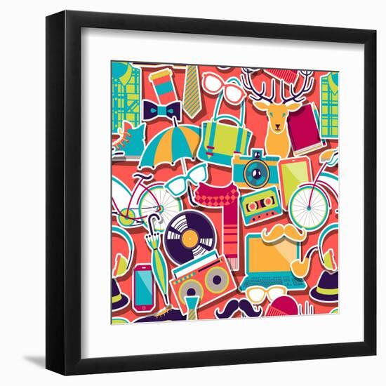 Hipster Style Seamless Pattern-incomible-Framed Art Print