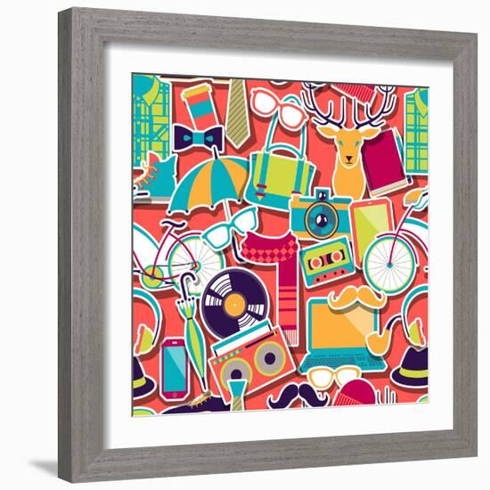 Hipster Style Seamless Pattern-incomible-Framed Premium Giclee Print