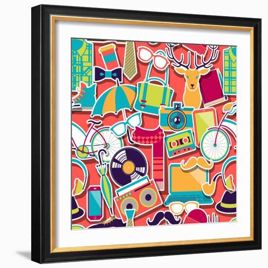 Hipster Style Seamless Pattern-incomible-Framed Premium Giclee Print