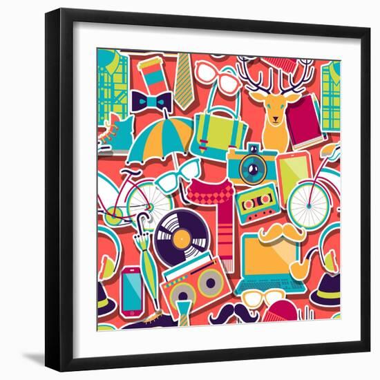 Hipster Style Seamless Pattern-incomible-Framed Art Print